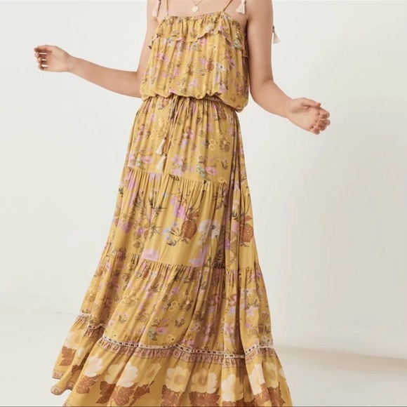 Bohemian Floral Print Maxi Dress Boho bloom PINK - Picture 4 of 6